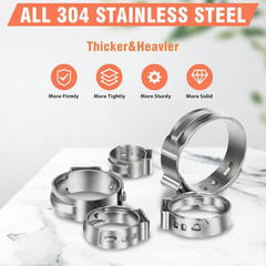 60 Pcs 1/2 Inch PEX Crimp Rings Clamps Stainless Steel Heavy Duty Pipe Fittings