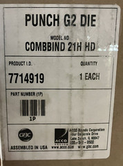 GBC ACCO Brands Punch G2 Die Product ID #7714919 Model # COMBBIND 21H HD NEW!