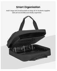 4″ Zipper Binder 3 Ring with Shoulder Strap, Tough/Multi-Pocket-Black