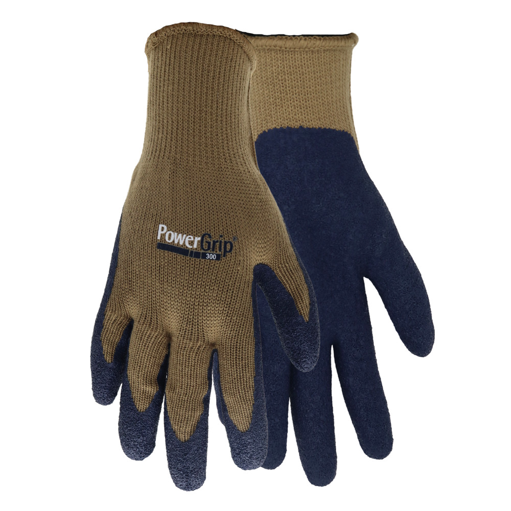 Red Steer A300B Brown/Blue Rubber Palm Coated Work Glove, Sizes M-XL