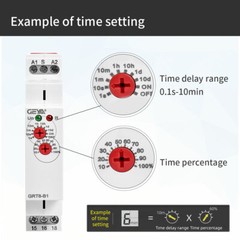 GEYA On Delay Off Delay Timer Relay Time Delay Relay AC/DC12V-240V 16A Din Rail