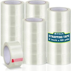 20 Rolls Strapping Tape 2 Inch x 60 Yards 5.5 Mil Fiberglass Filament Tape Reinf