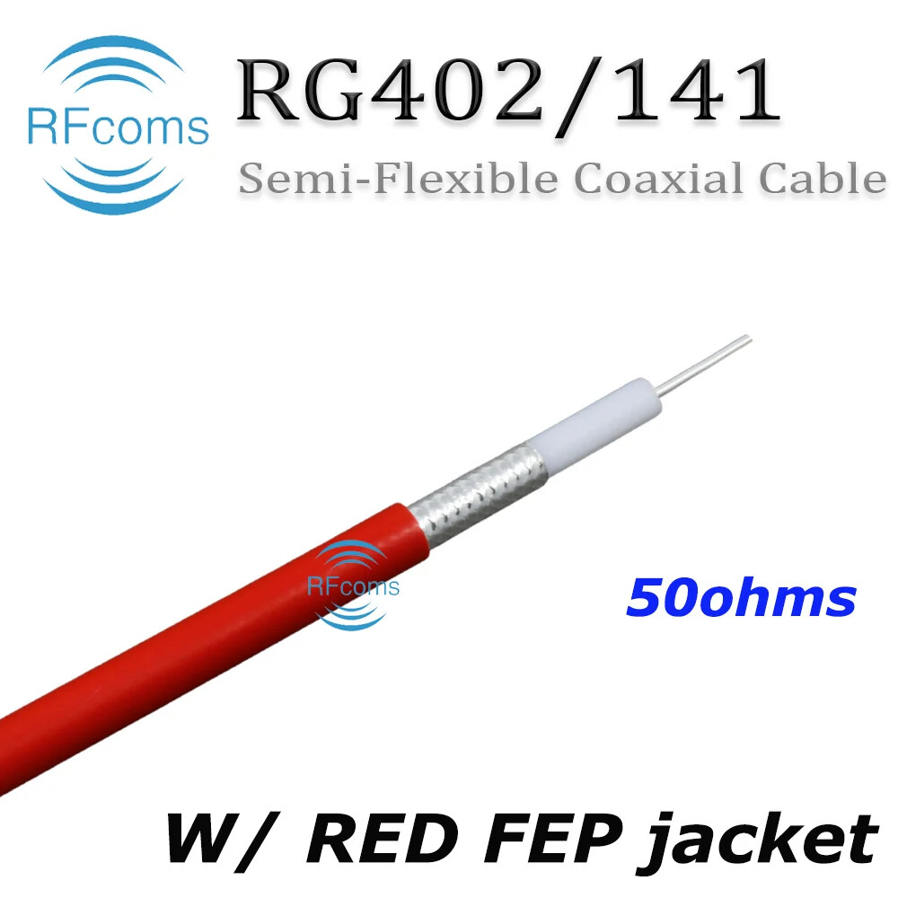 RFcoms 141-50 Semi flexible coaxial cable RG402 .141 0.141″ 50ohm cable FEP 1M