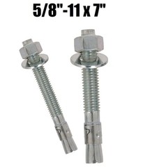 (Qty 100) 5/8-11 x 7″ Concrete Wedge Anchor Zinc Plated