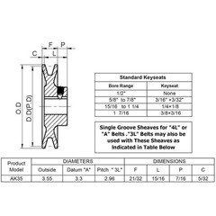 3.55” OD Cast Iron V-Groove Sheave with 5/8” Bore – Engineered for Efficiency