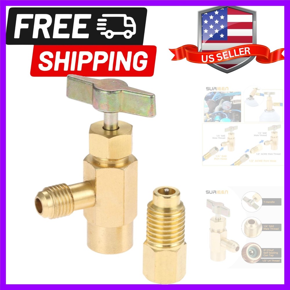 R1234YF Self-Sealing Can Tap with R134A Tank Adapter, 1/4″ SAE 1/2″ LH Thread…