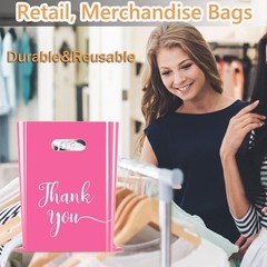 50 Pcs 12×15 Thank You Shopping Bags with Soft Loop Handles for Retail Gift Bags