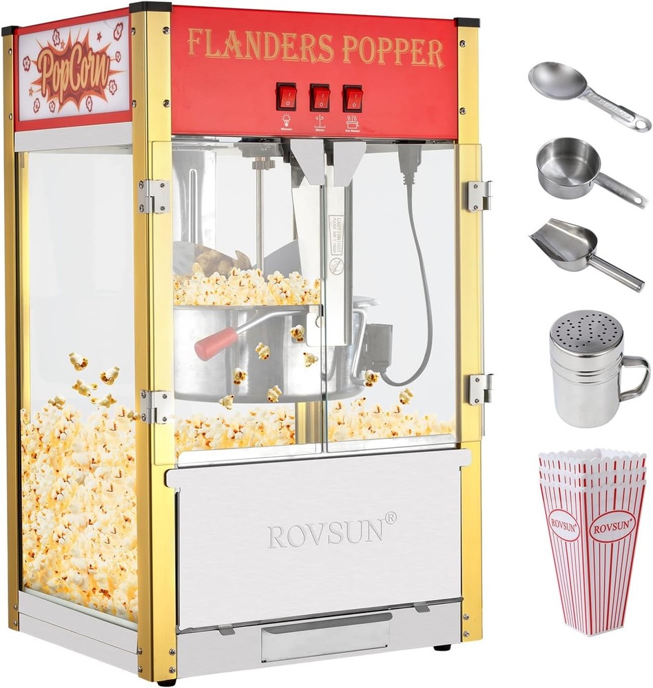 Commercial Popcorn Machine with 16 Ounce Kettle, Countertop Popcorn Maker 1600W