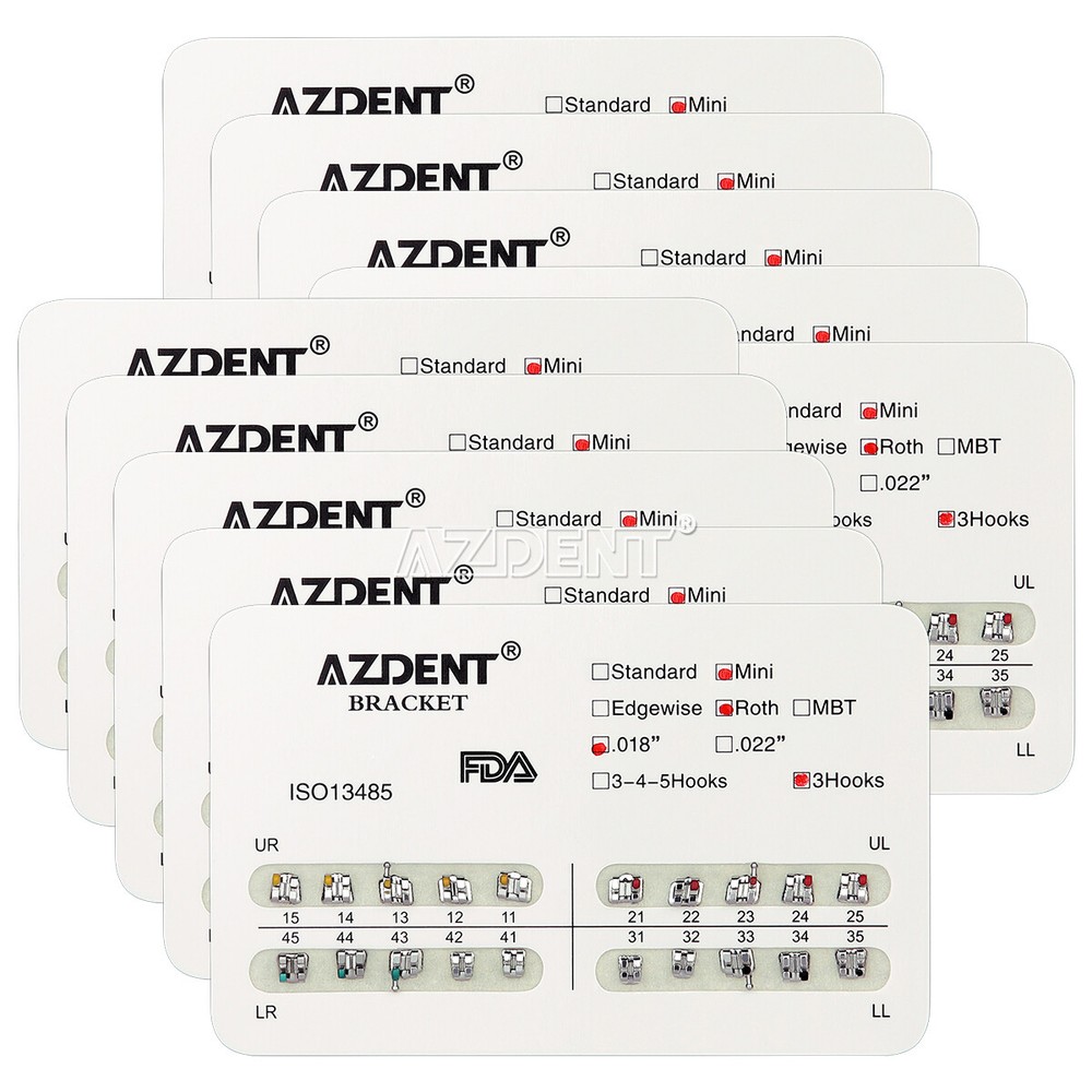 AZDENT Dental Orthodontic Braces Brackets Mini Roth.022 Hooks 3 4 5 / Ortho Wax