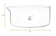 Crystallizing Dish, 3500ml – Flat Base, Spout – Borosilicate Glass – Eisco Labs
