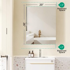 HABIUBIU 20 x 26 in Medicine Cabinet Mirror,Bathroom 20 x 26 inches, Silvery