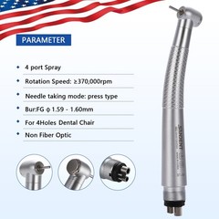 SANDENT Dental High Speed Handpiece Push Button 4 port spray 4 Hole Fit NSK