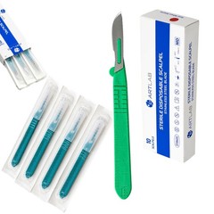 10 Stainless Steel Disposable Sterile Scalpels With Graduated Plastic Handle
