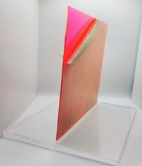 RED PINK FLUORESCENT ACRYLIC PLEXIGLASS 1/8″ X 8″ X 12″ PLASTIC SHEET