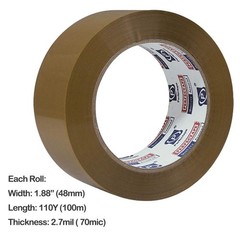 Brown Packing Tape 2.7 Mil 1.88 Inch x 100 Meters Total 1200M 12 Rolls