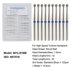 Dental Round Diamond Bur Long Surgical Diamond Bur FG High Speed Coarse Fine 801
