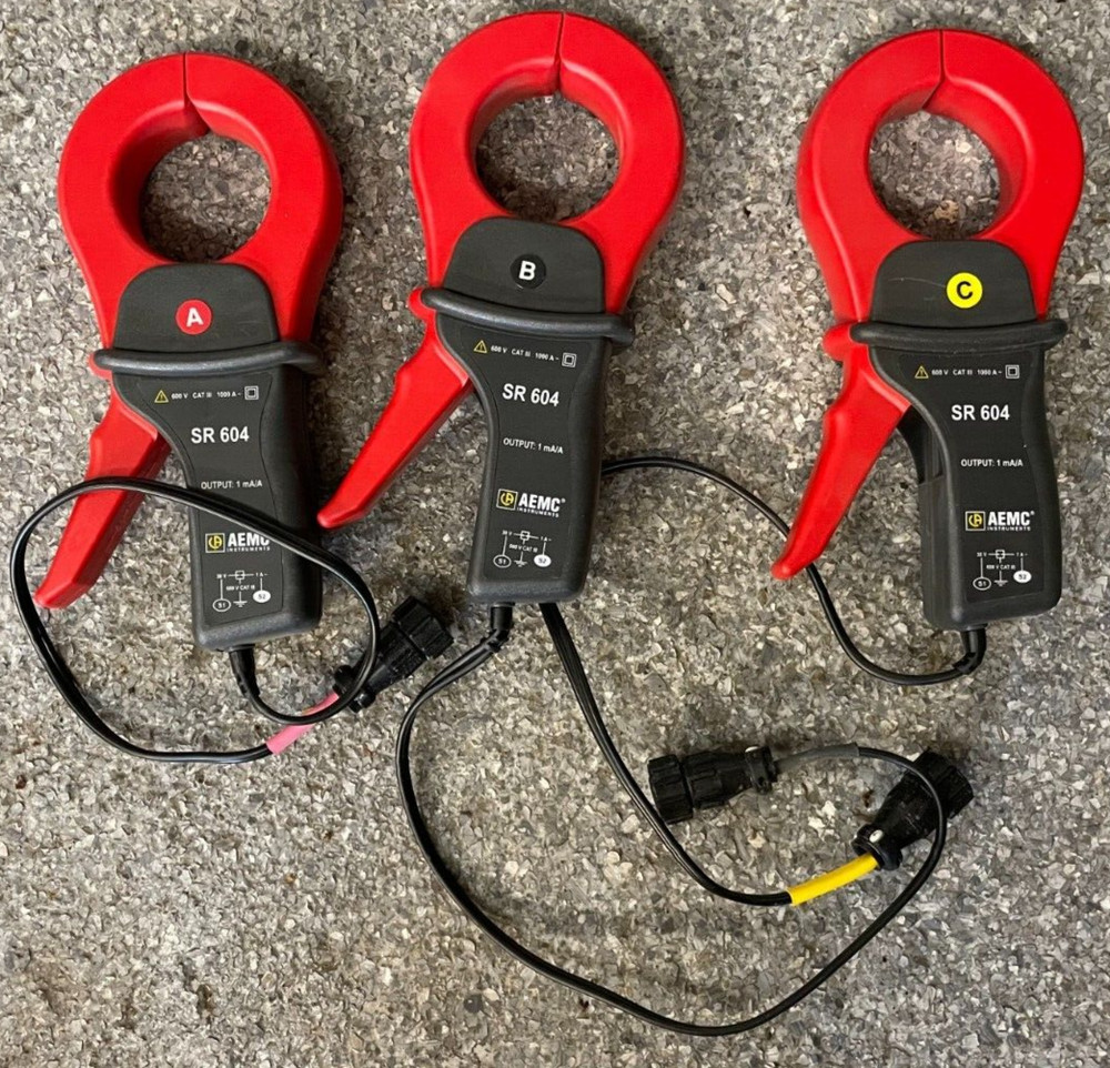 (3) AEMC SR-604 Meter Current Probes Input 1000 Amp Output: 1mA/Amp Powermetrix