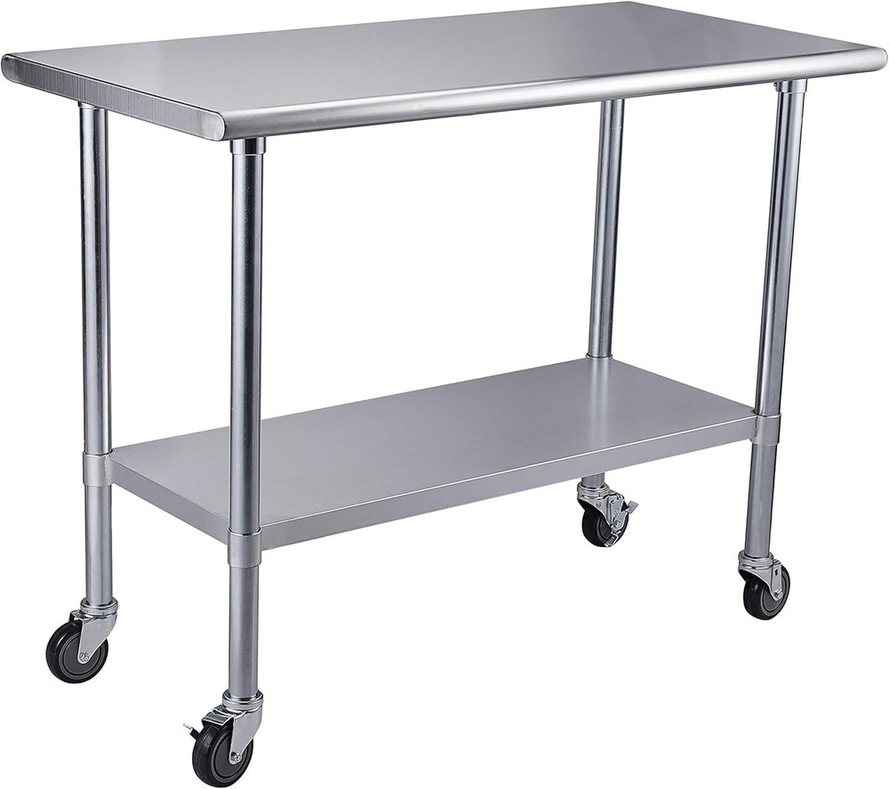ROCKPOINT Stainless Steel Table for Prep & Work with Caster 48×24 Inches, NSF Me