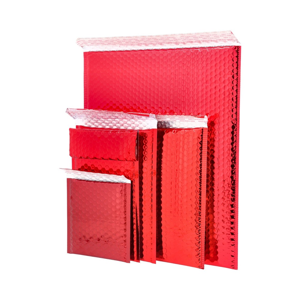 13.75×11 Glamour Metallic Poly Bubble Mailers Red Padded Envelope Bags 100 Pcs
