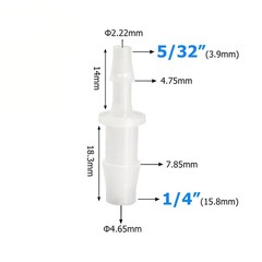 Quickun Plastic Hose Barb Reducer Fitting 1/4″ to 5/32″ 1/4-5/32, Pack Of 2