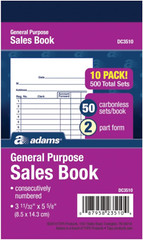 General Purpose Sales Book, Carbonless, (Pack of 10) (DC3510)