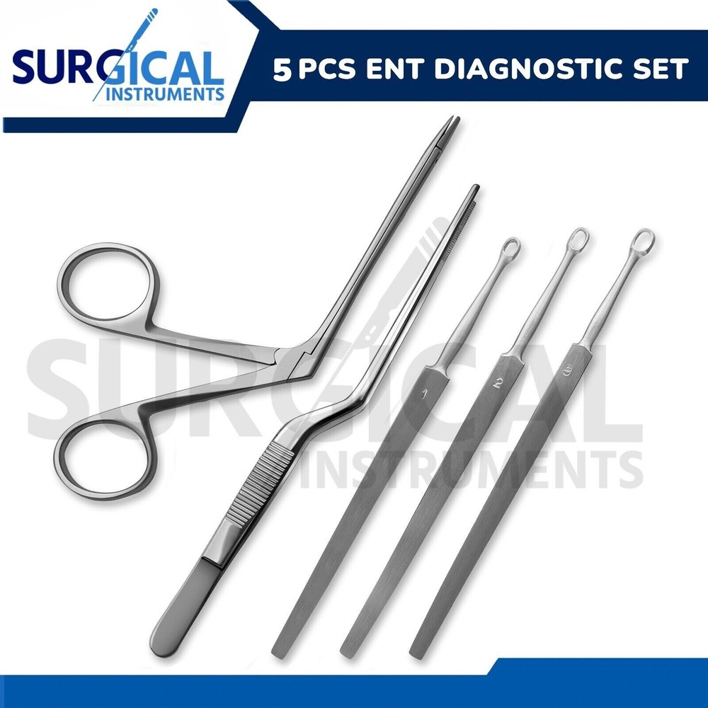 5 Pcs Set of Hartman Alligator Forceps 3.5″ with 3 Ear Loops & Adson bayonet