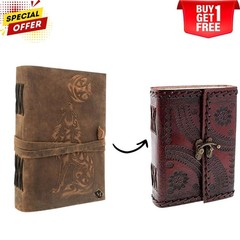 Leather Journal – Handmade 5×7″ Notebook, 200 Unlined Pages | B1G1 Combo Set