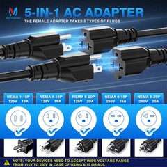 5-in-1 20Amp 125V AC Port Plug RV Shore Power Inlet Power Socket RV Plug Adapter