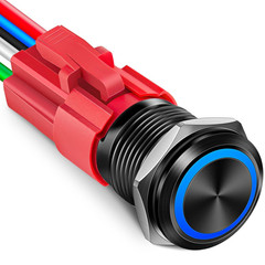16Mm Latching Push Button Switch, 12V DC on off Power Button with LED Angel Eye