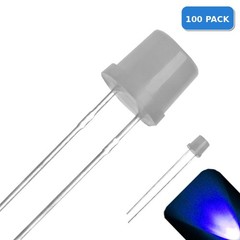 100 x 5mm Diffused Flat Top Frosted Milky Lens LED Blue Ultra Bright Wide Angle