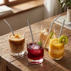 10 Pcs Short Metal Straws, 5 Straw Length: 5.9 inches / 15 cm, Silver
