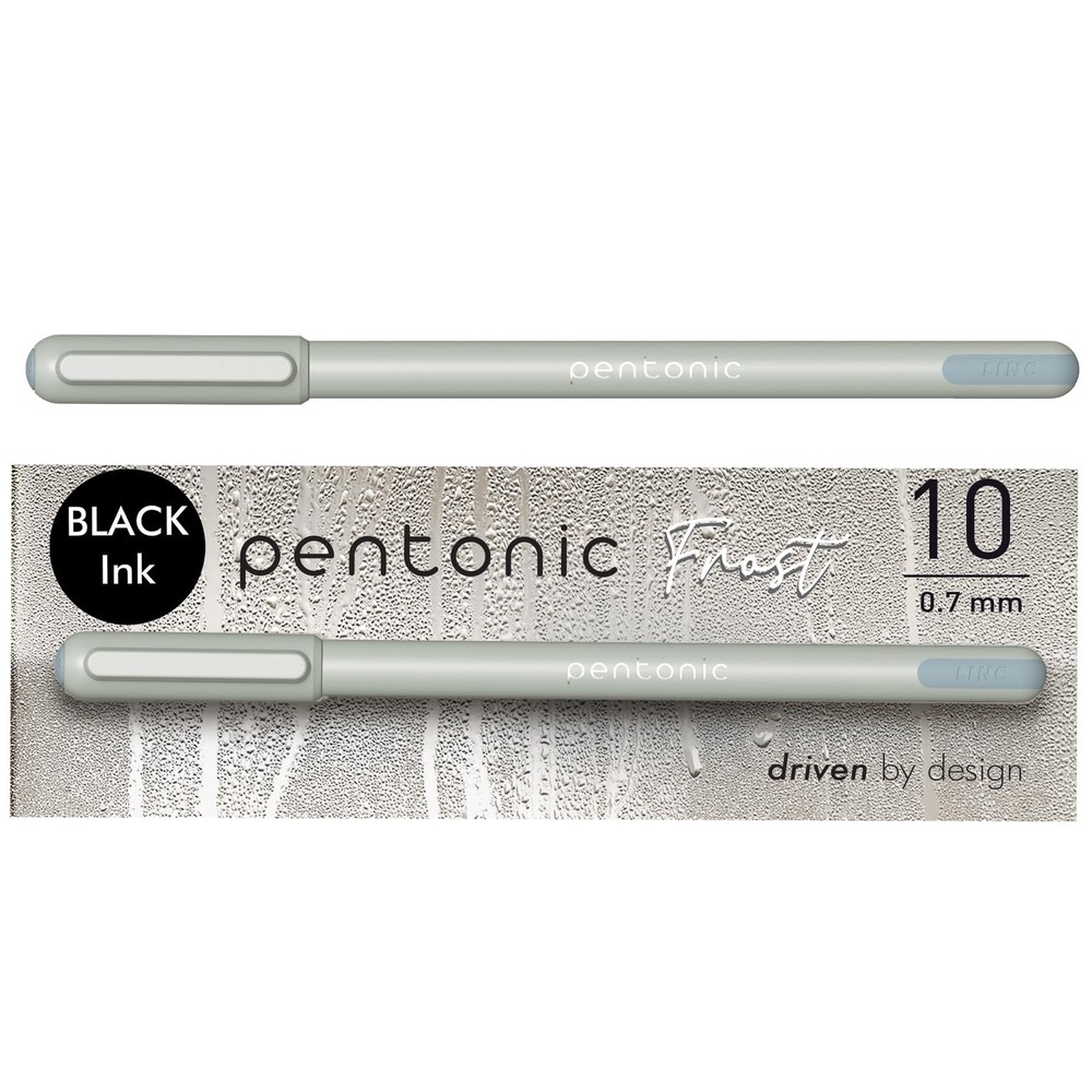 Pentonic 10 Count Fine Point Ballpoint Pens Gray Barrel Black Ink 0.7mm