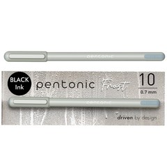 Pentonic 10 Count Fine Point Ballpoint Pens Gray Barrel Black Ink 0.7mm