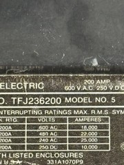 General Electric TFJ236200 200 Amp Circuit Breaker 480 Volts