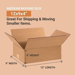 Shipping Boxes Medium 12″L x 9″W x 4″H 25-Pack – Corrugated Cardboard Box for…