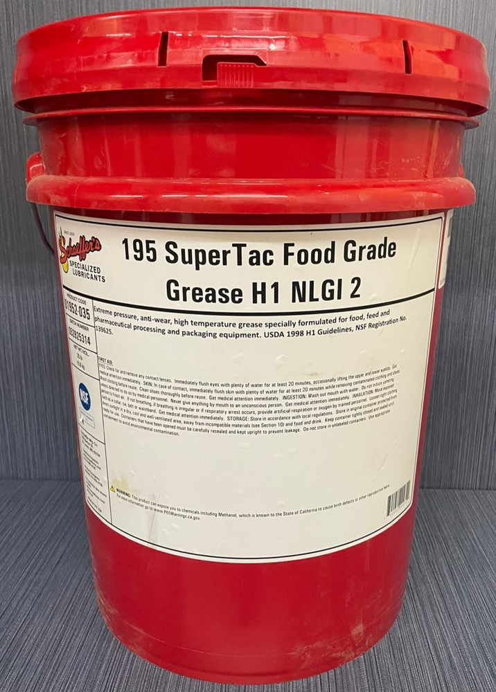 5 Gallon Bucket x Schaeffer’s 195 SuperTac Food Grade Grease 01952-035 H1 NLGI 2
