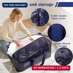 6 Pack Moving Bags with Full-Open Side Zipper, Extra Large 93L Heavy Duty Waterp