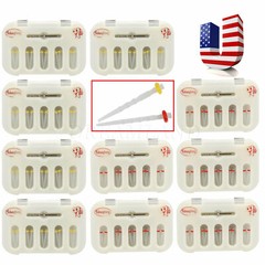 10PACK Dental Fiber Post Resin Screw Thread Quartz & 10 Drills 2Color