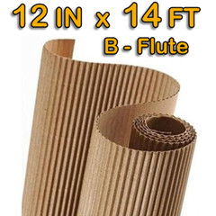 12 IN x 14 FT Single Face B-flute Corrugated Cardboard Roll for Crafts and Wrap