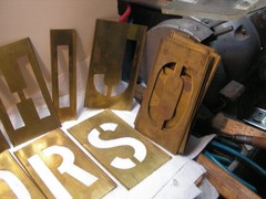 Vintage CH Hanson 45 Brass Stencils 4” Letters Numbers +Punctuation with OLD Box