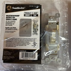 Qty 4 Southwire 1GTC3W-15A-UPC 1 Gang 3Way Toggle Switch Weatherproof Cover Gray