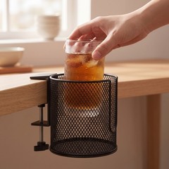 Cup Holder with Clamp Space-Saving Mesh Cup Holder Secure for Table Edge