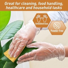 Disposable Clear Vinyl Gloves, Medium Pack of 100, Ideal for Cleaning and More