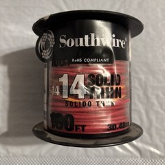 100 Feet 14 Awg Solid Copper THHN Wire (RED)