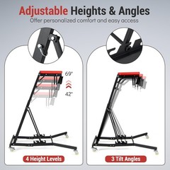 Foldable Topside Engine Creeper 42″-69″ Adjustable 400LBS Black Red