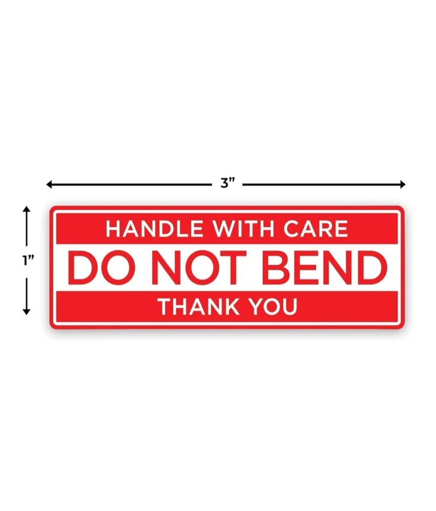 20 Count 3x1in Not Bend Caution Stickers Self-Adhesive Shipping Labels