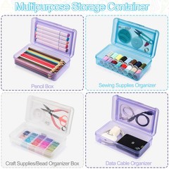 Meiikun Pencil Box, Large Capacity 3 Pack, 3 Pack Blue,Clear,Purple