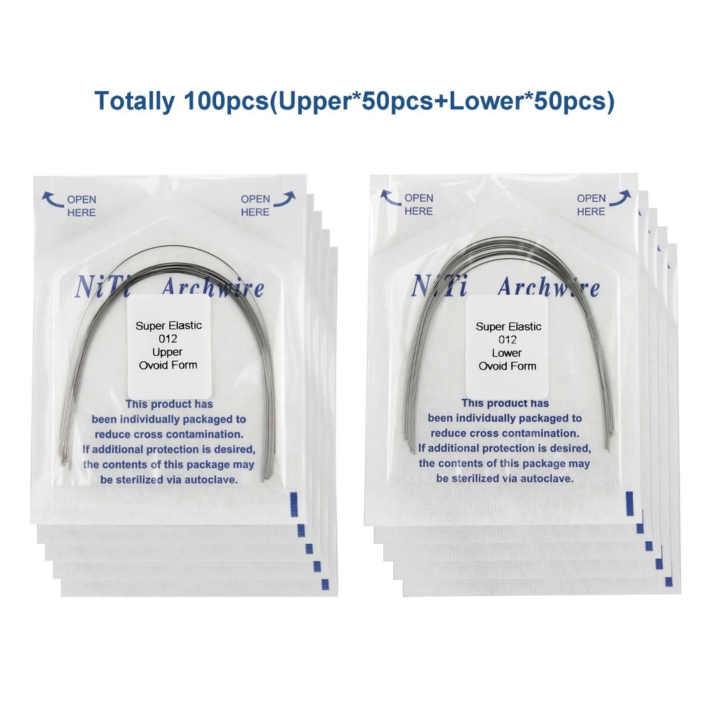 100pc Orthodontic Arch Wire Niti Stainless Steel Round Rectangular Ovoid Natural