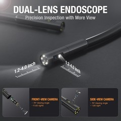 Teslong Dual Lens Endoscope Mechanic Borescope Inspection Camera Flexible 16.5FT