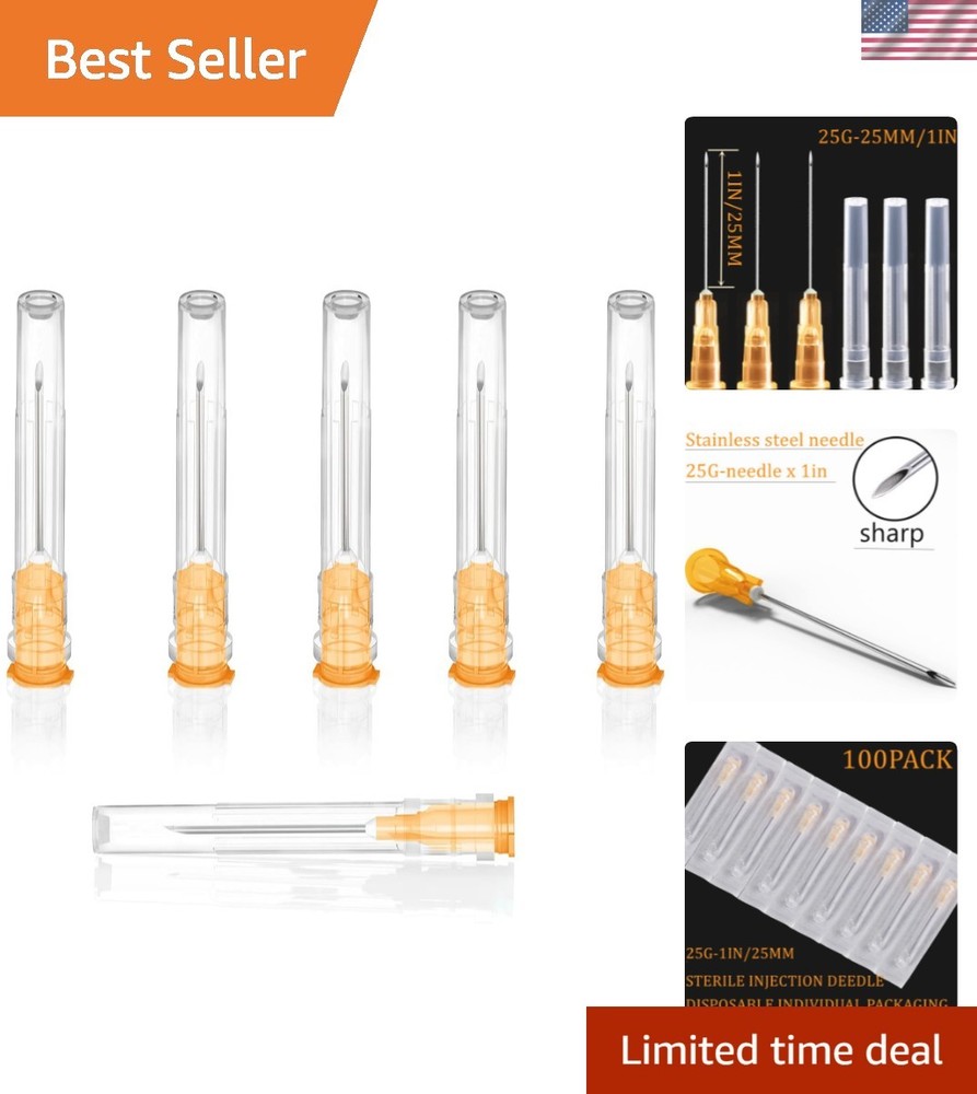 100Pack 25Ga 1Inch/25mm Disposable Dispensing Lab Supplies Individually Seale…